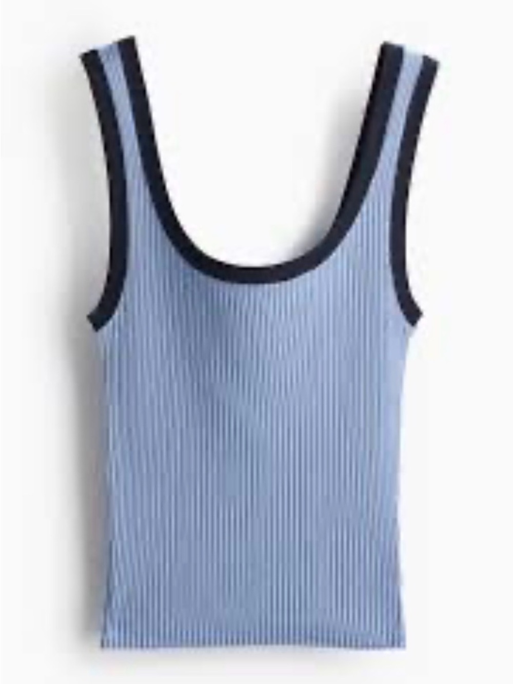 H&M Light Blue Ribbed Tank with Navy Trim